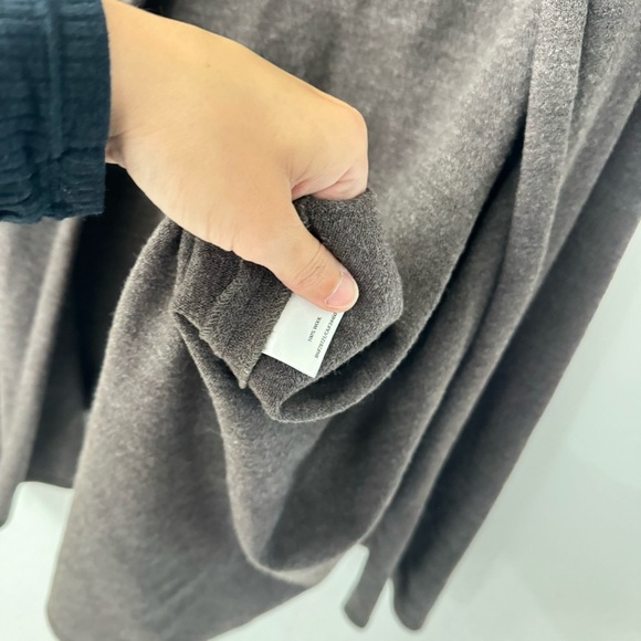 Eileen Fisher Brown Open Front Fold Over Collar Cardigan Sweater 100% wool - Picture 5 of 7